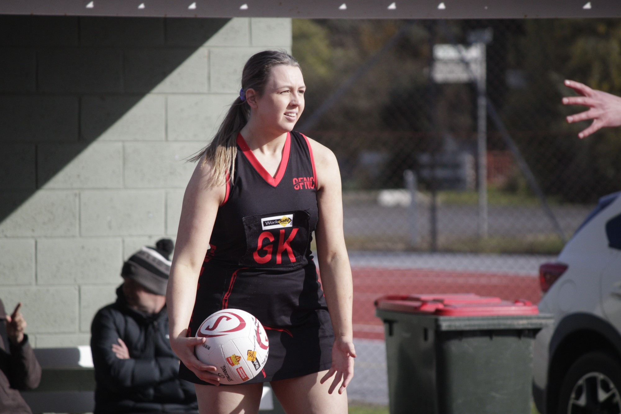 Carisbrook’s Elise Mottram assesses her options out of defense.