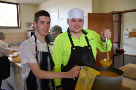 Maryborough Education Centre students Logan and Tristain prepared pumpkin soup this week. 