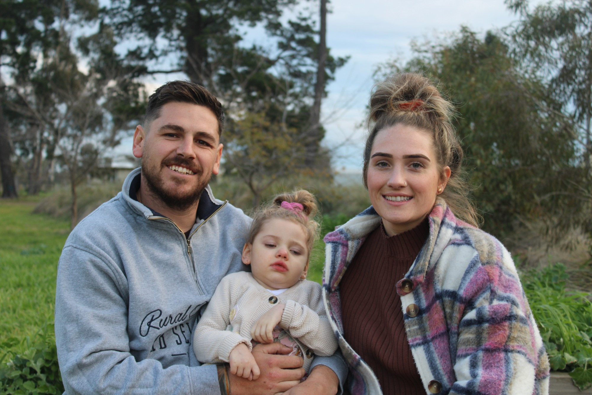 Harley and Nikita Hunter with daughter Isla say they're amazed by how much support they've received from the Carisbrook FNC.