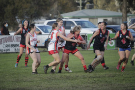 Despite the friendly nature of the mothers and daughters match, it was certainly a competitive affair. Photo: 190822 18