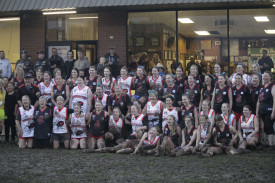 The players all pose at the end of their game. Photo: 190822 20
