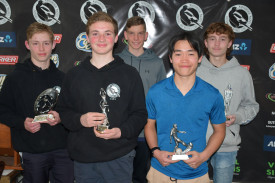 Maryborough under 16 trophy winners (left to right): Tyson Hoban (Most Determined), Ronnie Feeney (Best First Year Player), Cale Wright (Most Improved), Khoa Do (Most Consistent), Joe Lovel (Coaches Award).