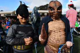 It’s not every day you see Batman and a Tyrannosaurus Rex in the same place, but Gobind and Beau were eager to make it happen.	