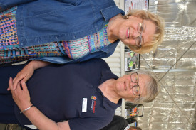 Dianne Clifford and Sandra Field caught up at the opening. 