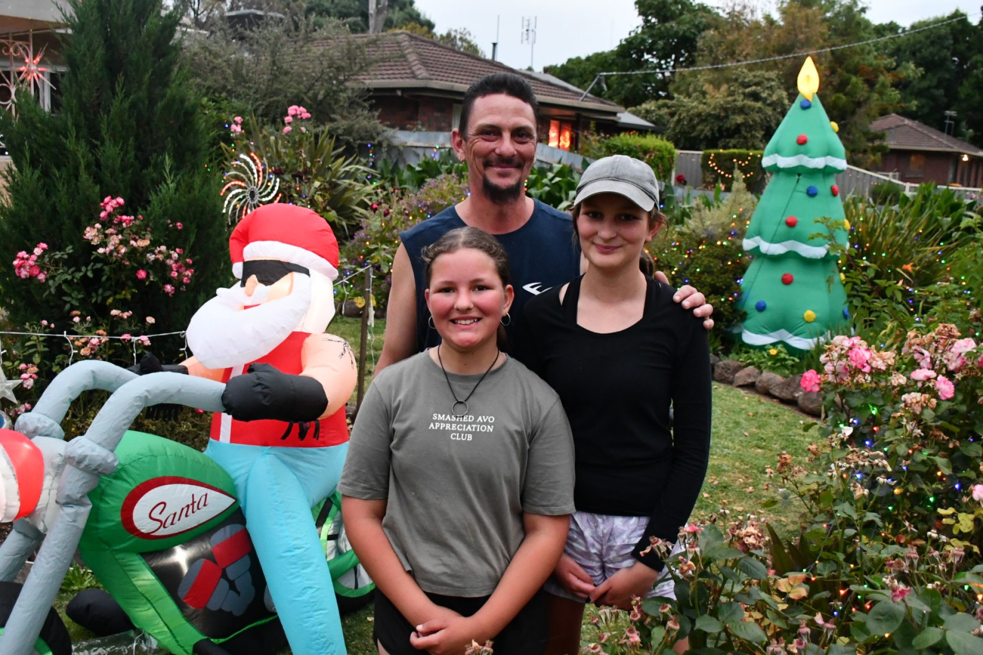 The festive season is here and Christmas has rolled in to the Rizzo household with Santa on a motorbike. For Harmony, Shane and Nevaeh Rizzo, putting quirky displays on their lawn in Carisbrook is a big holiday tradition.