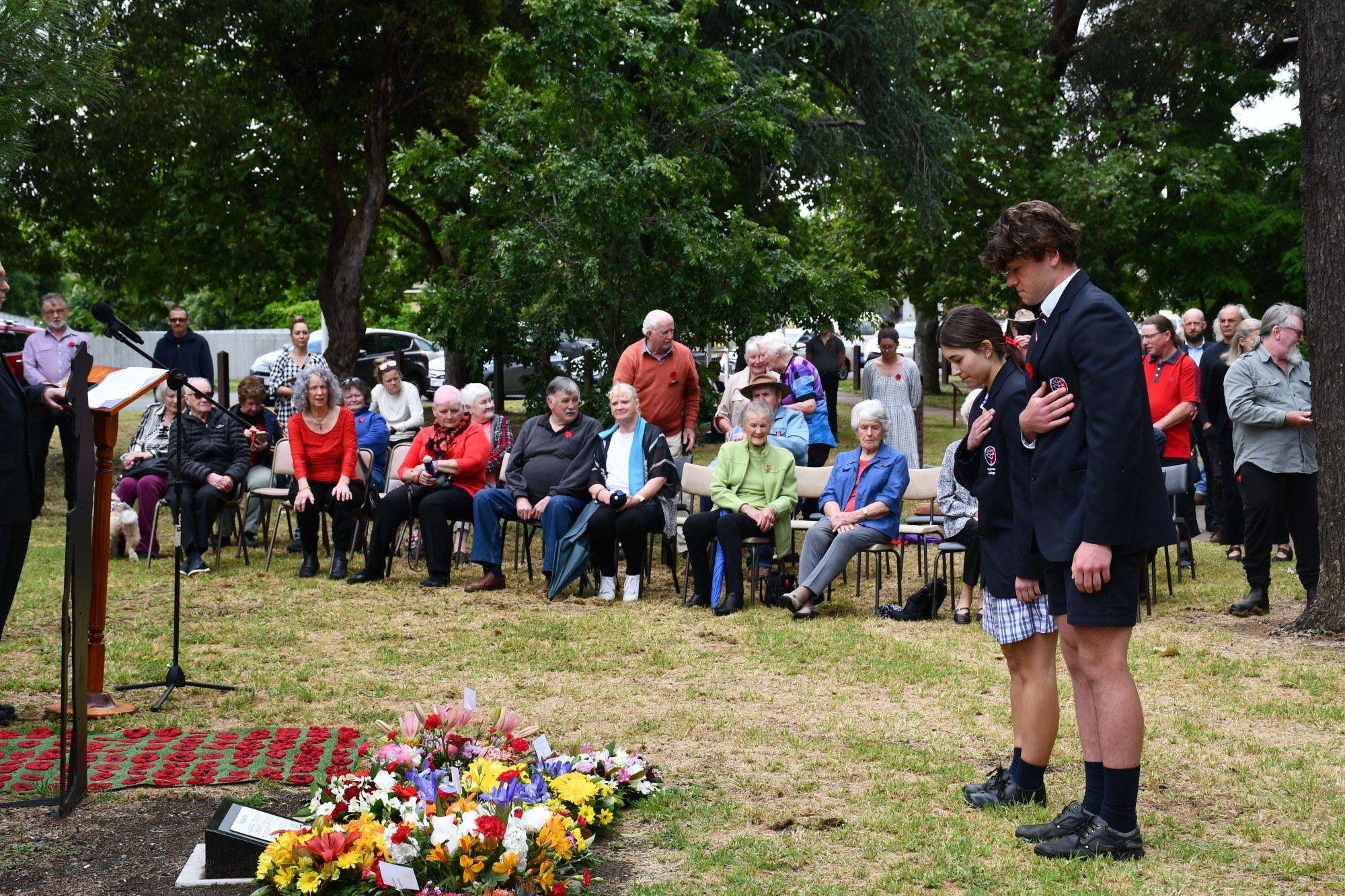 Highview College students Hannah and Lucas joined the community in paying tribute to those who sacrificed their lives for the country at Maryborough’s Remembrance Day service on Friday.