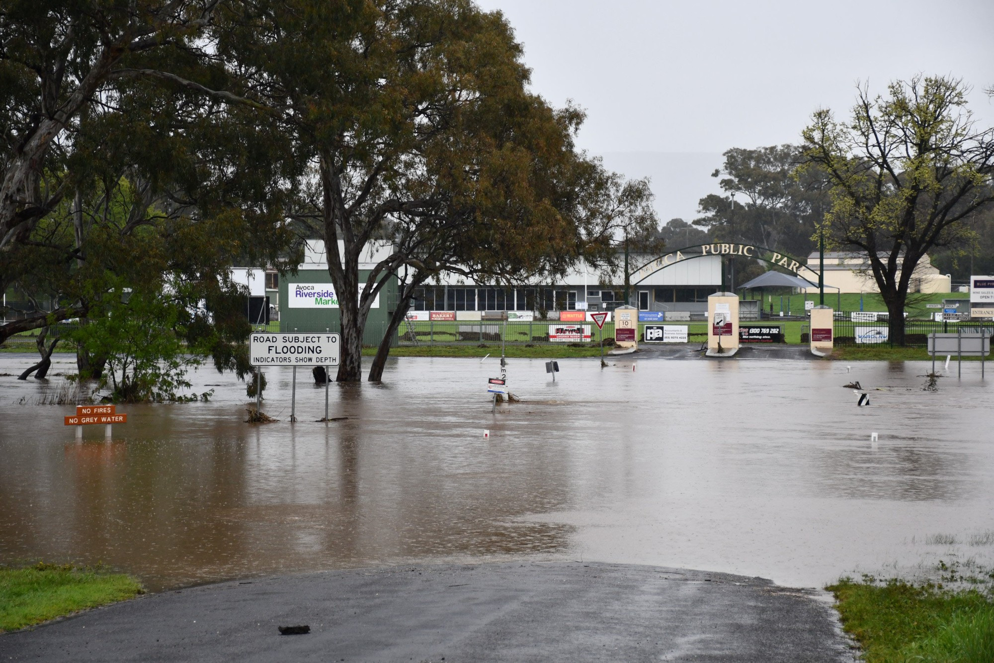 Flash flooding struck the region over Thursday night, with water still blocking roads and flowing through areas including Avoca into Friday.