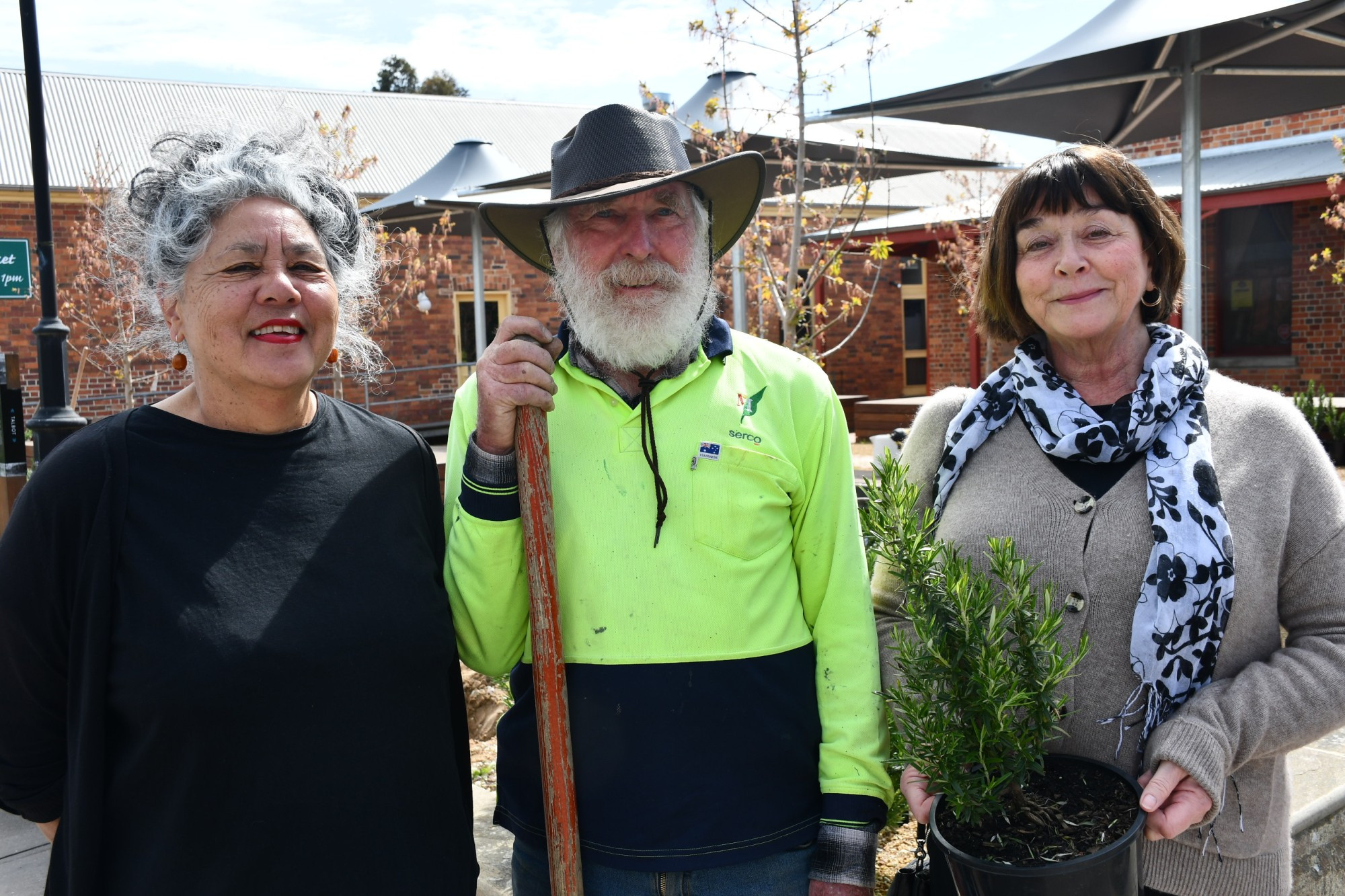 Talbot Action Inc’s Market Square sub committee’s Patty Brown and Amanda Wedgewood (right) with Carramar Nursery’s Dave Schuppan.