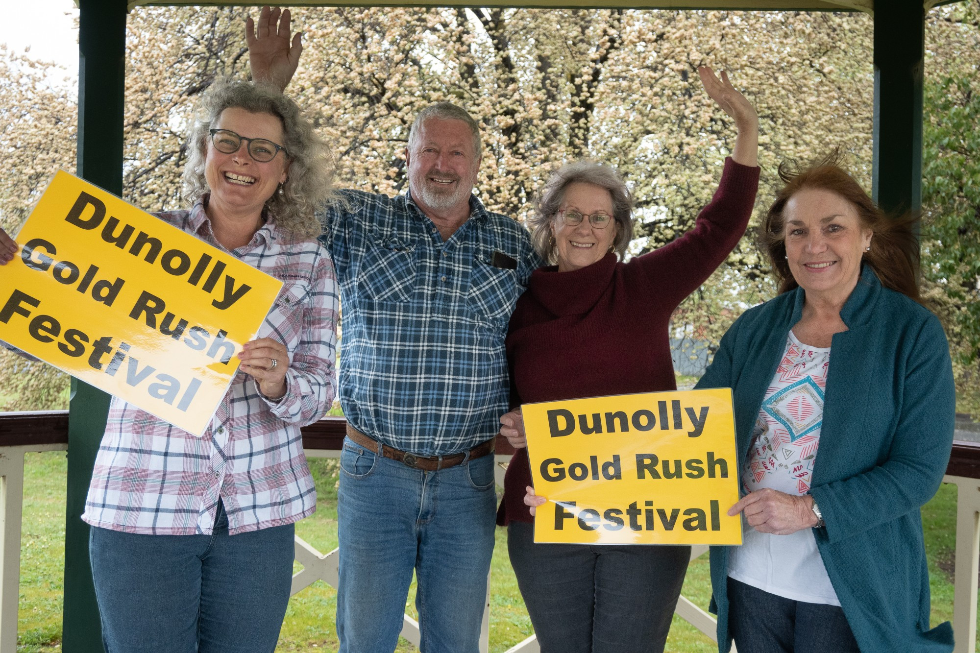 Councillor Liesbeth Long and Dunolly Gold Rush Festival organisers Brian Phillips, Gayle Boardman and Jan Brock are keen to see the festival return.