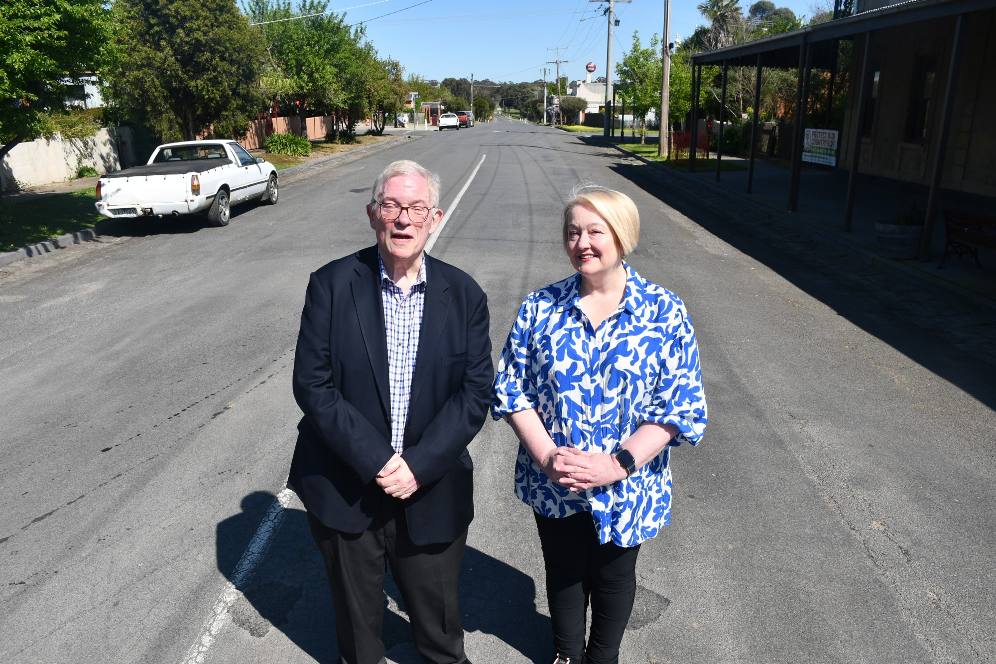 Central Goldfields Shire mayor Chris Meddows-Taylor and Member for Ripon Louise Staley discuss the Opposition’s plan to reintroduce the Country Roads and Bridges Program.