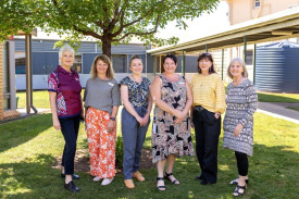 MDHS’ team of midwives implementing the model of care, Sarah Grundy, Samantha McLean, Rhiannan Haintz, Tina Pettigrew, Anna Bianchi and Wendy Buckland.