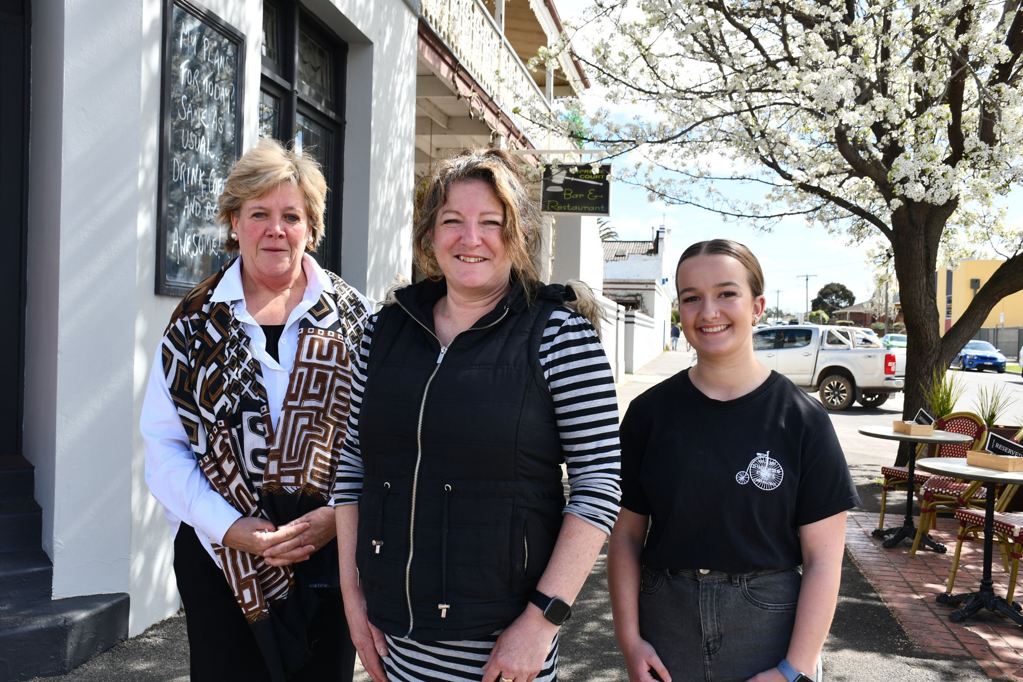 A networking night to help residents who are new to town, or those looking to make new connections and friendships, will take place next week, spearheaded by resident Teresa Holmes (centre) with support from councillor Anna De Villiers and the Supreme Court Bar and Restaurant, including staff member Mia Harrison.