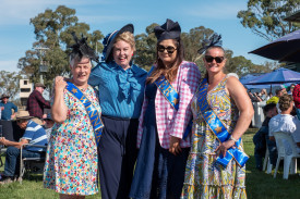 Genevieve Ireland (Geelong), Alison Van Bree (Ballarat), Errin Magee (Geelong), and Stephanie Wardlaw (Avoca) enjoyed a day out on the course at the 2023 Avoca Autumn Races. 