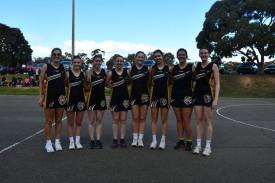 Royal Park’s A grade netballers before their final match. Photo: 220823 21