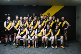 Royal Park’s senior football team before their final game. Photo: 220823 23