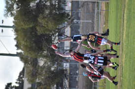 Rucks get air in the reserves. Photo: 220823 03