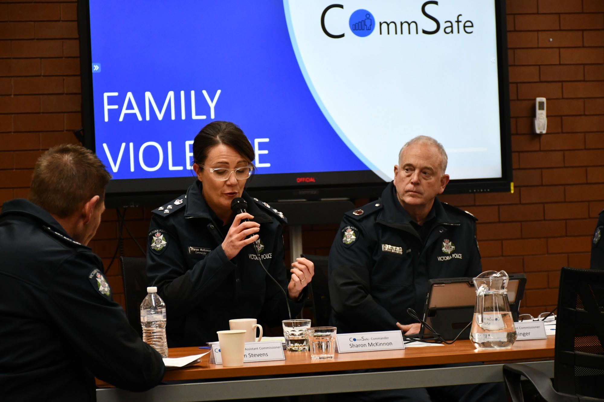 Commander Sharon McKinnon spoke about issues of family violence during the CommSafe forum. Photo: 290823 01