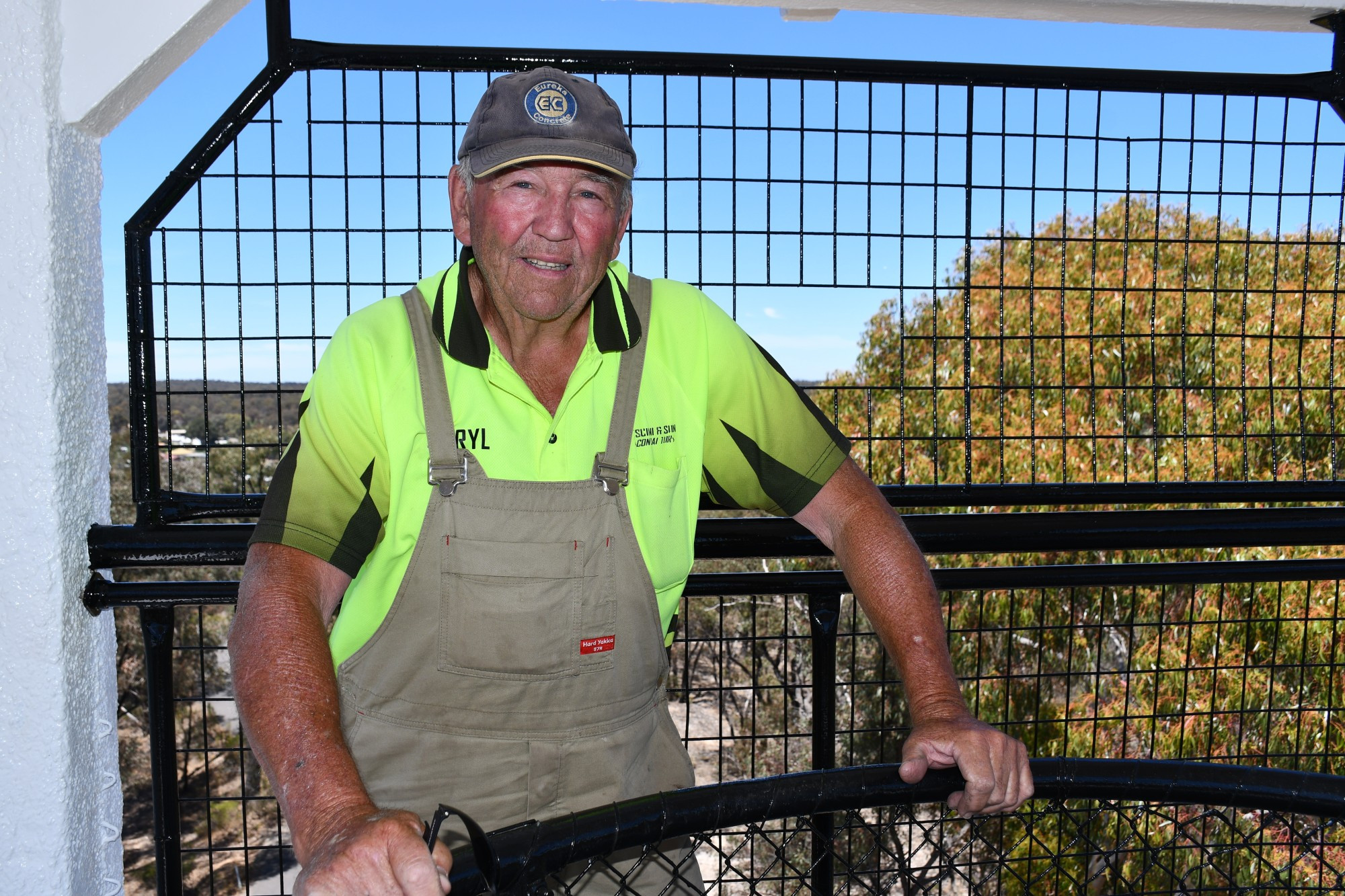 Local builder Daryl Maffescioni at the top of the recently completed Bristol Hill Tower. Photo: 121223 10