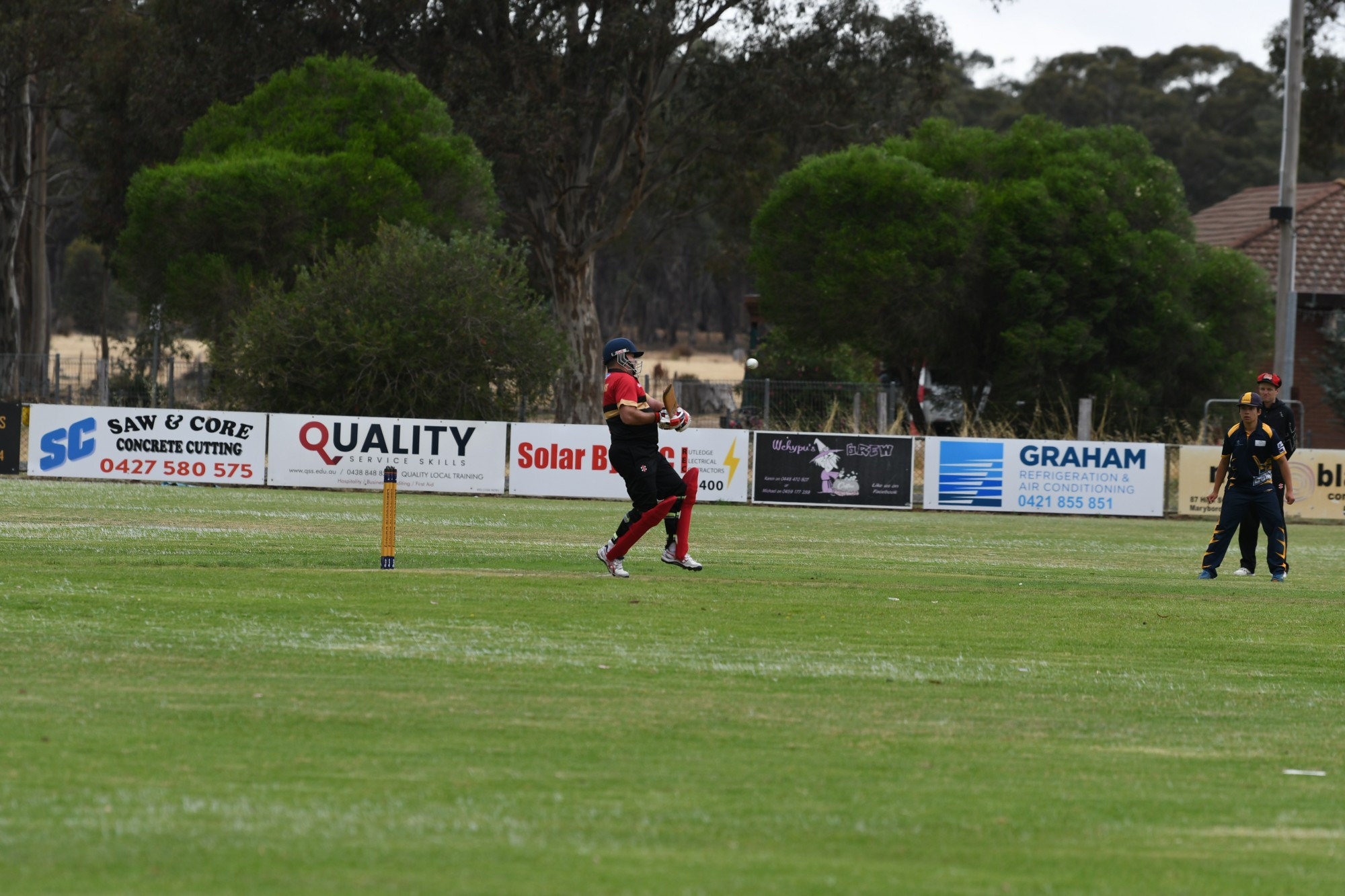 Carisbrook’s Martin Mark misjudges this ball in their clash with Laanecoorie Dunolly. Photo: 121223 04