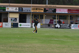 Laane’s Sergio Rosier takes an easy catch to remove Carisbrook’s Rohan Mackay. Photo: 121223 05