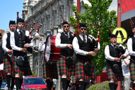 The City of Melbourne Highland Pipe Band marched down the streets of Maryborough during the parade. 