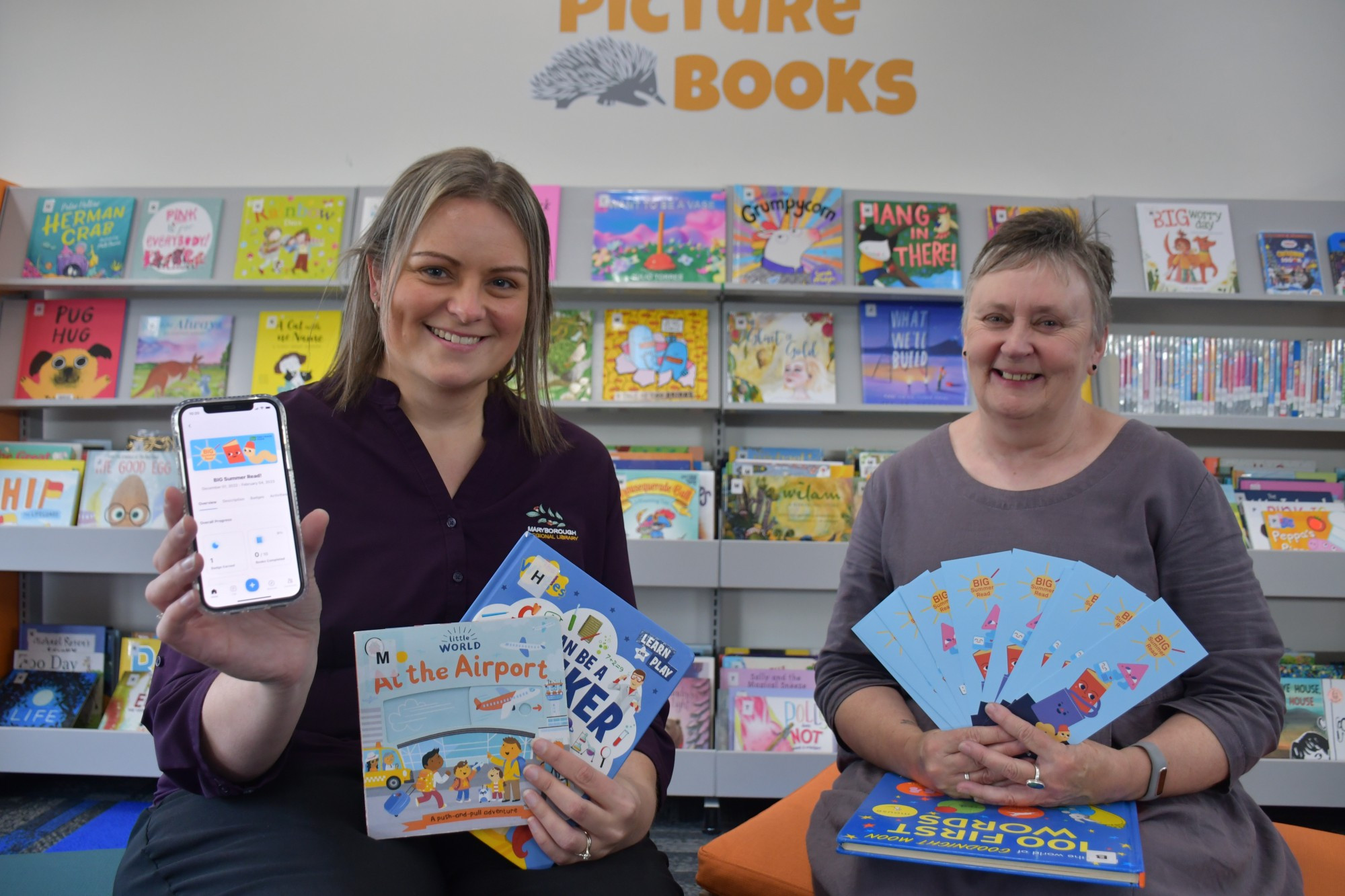 Maryborough Regional Library team leader Bec Clark and library services coordinator Maree Stephenson are encouraging local children and teenagers to get involved in the BIG Summer Read.