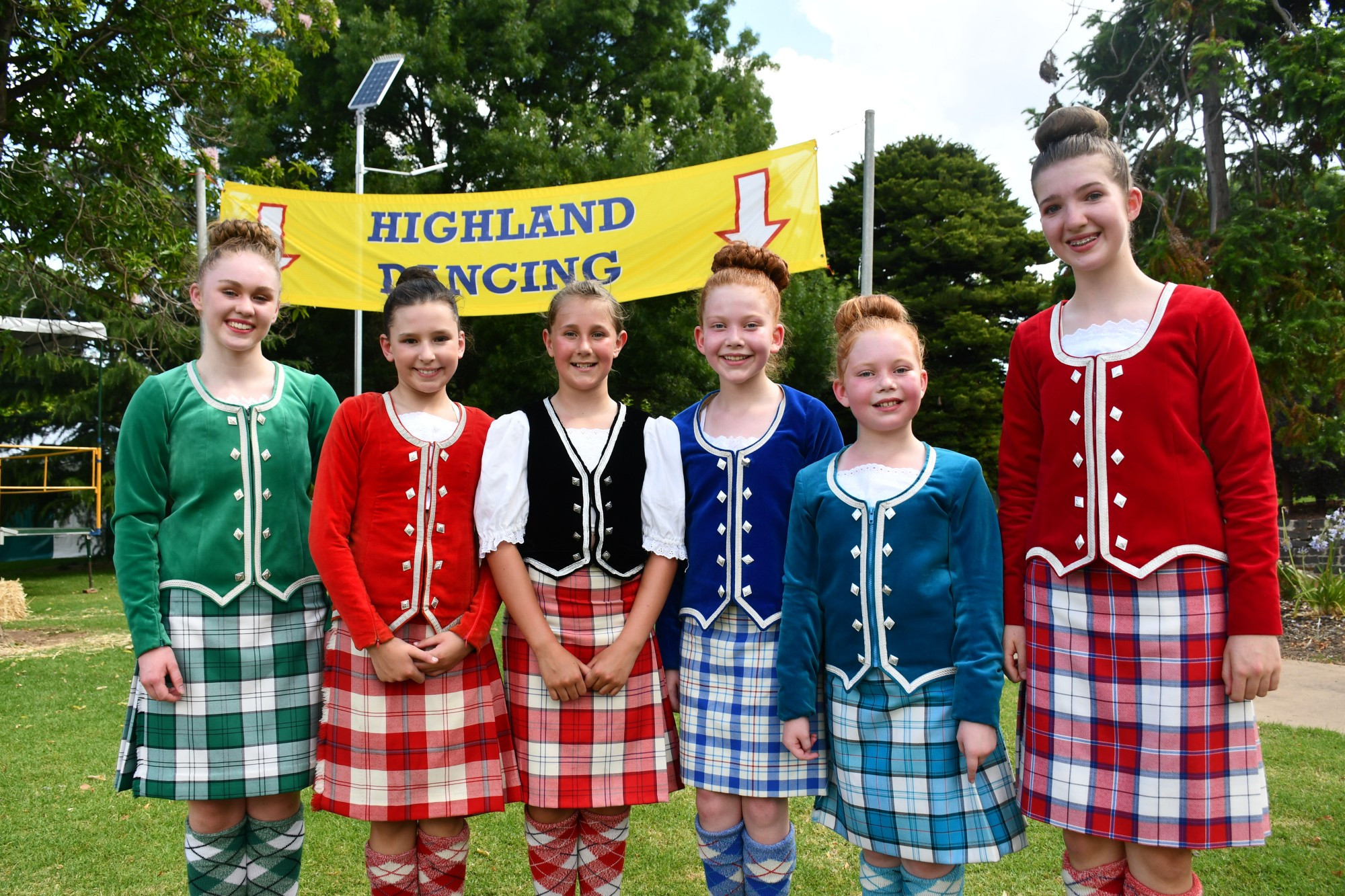 Highland dancers Cailey Finlayson, Amelia Webb, Zara Theobald, Sarah Lambert, Lucy Lambert and Phoebe Lagerberg all took centre stage at the Highland Gathering.