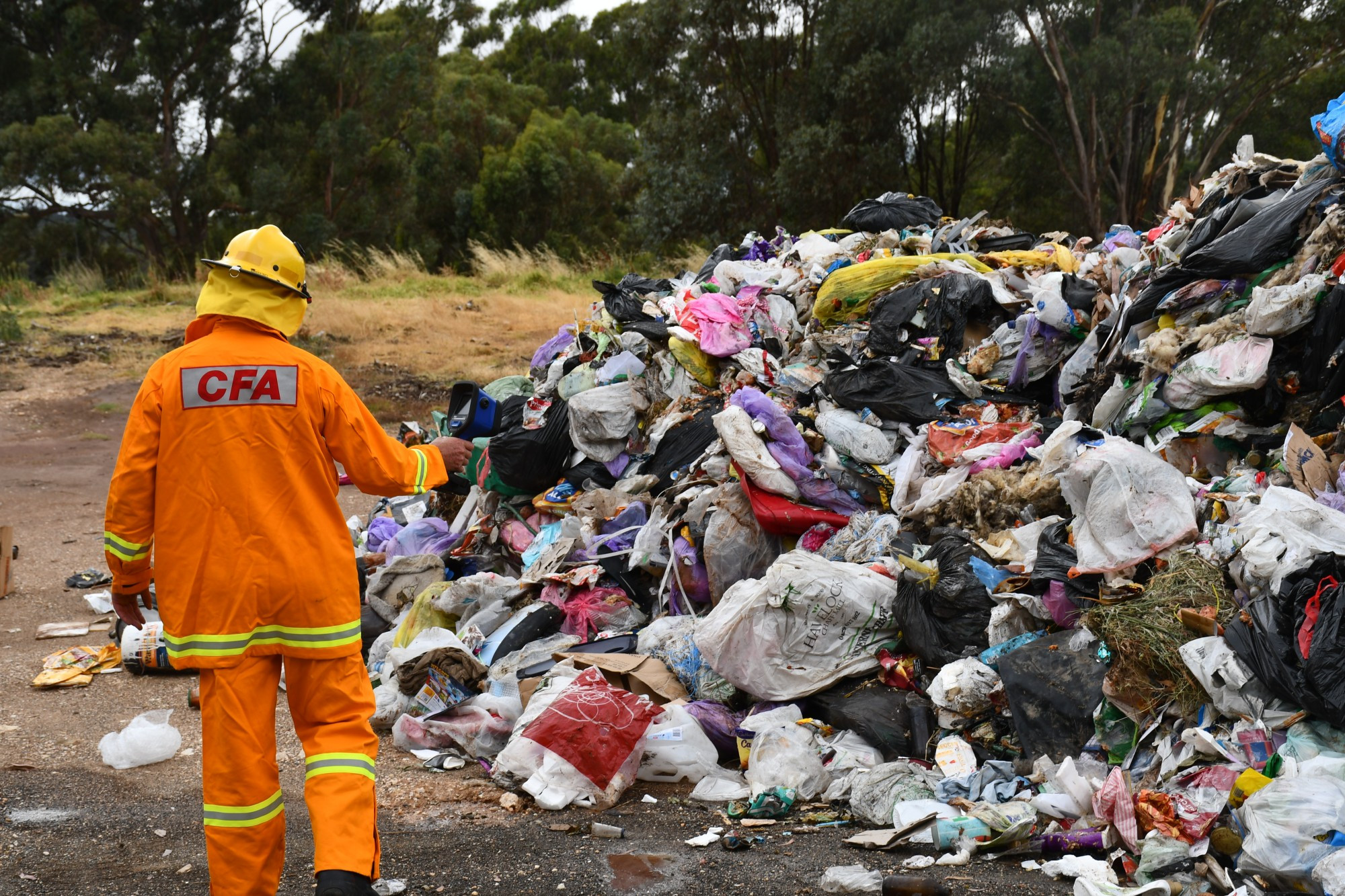 The Avoca Fire Brigade searched rubbish for any hot spots after a garbage truck was reported to be on fire.