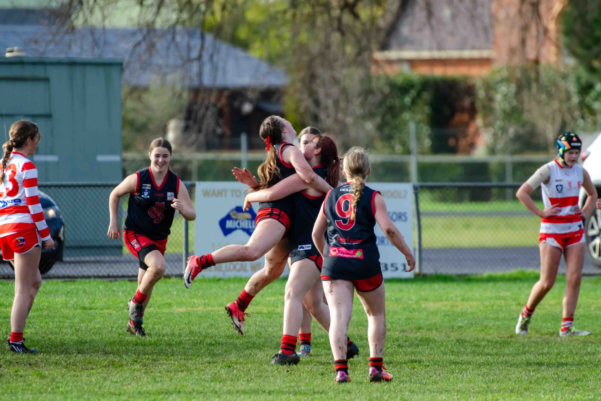 Carisbrook’s under 16 women’s team completed a remarkable turnaround to defeat Storm to keep their finals chances alive, and it clearly meant a lot to them, as their celebration of Peyton Clark’s goal shows. Photo: 140723 13