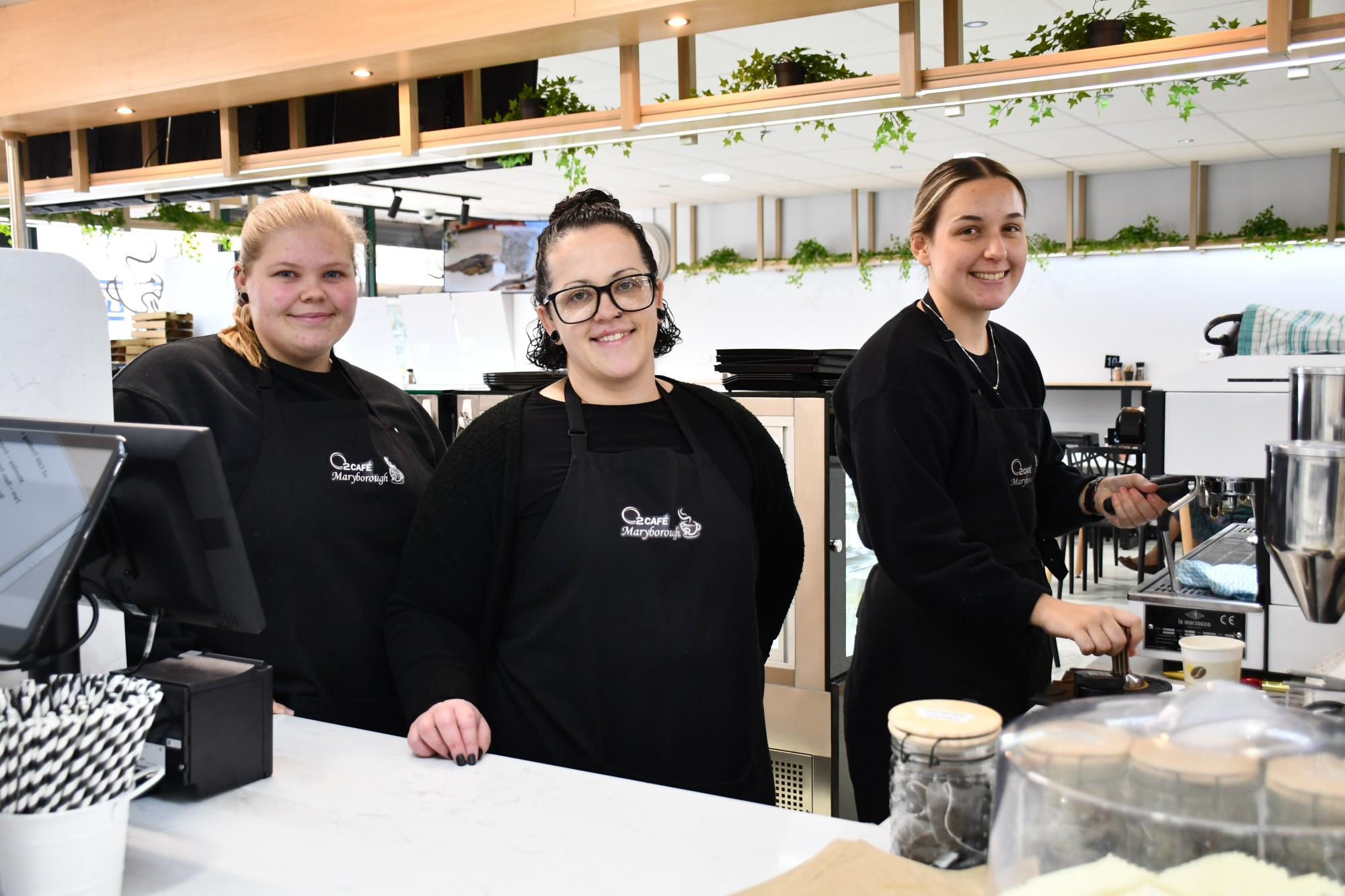 O2 Cafe’s Caitlyn Simpson, Jane Bond and Abbie Kimber. Photo: 180723 03