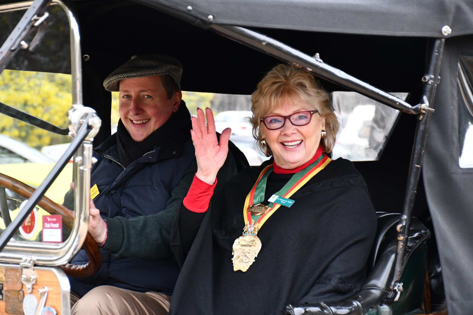 You might have spotted some vintage vehicles getting around the region over the weekend as the Victorian Veteran Car Club toured the Talbot Market and other local towns for their mid winter rally. Mayor Grace La Vella caught a ride with organiser Scott Emmerson. Photo: 180723 02