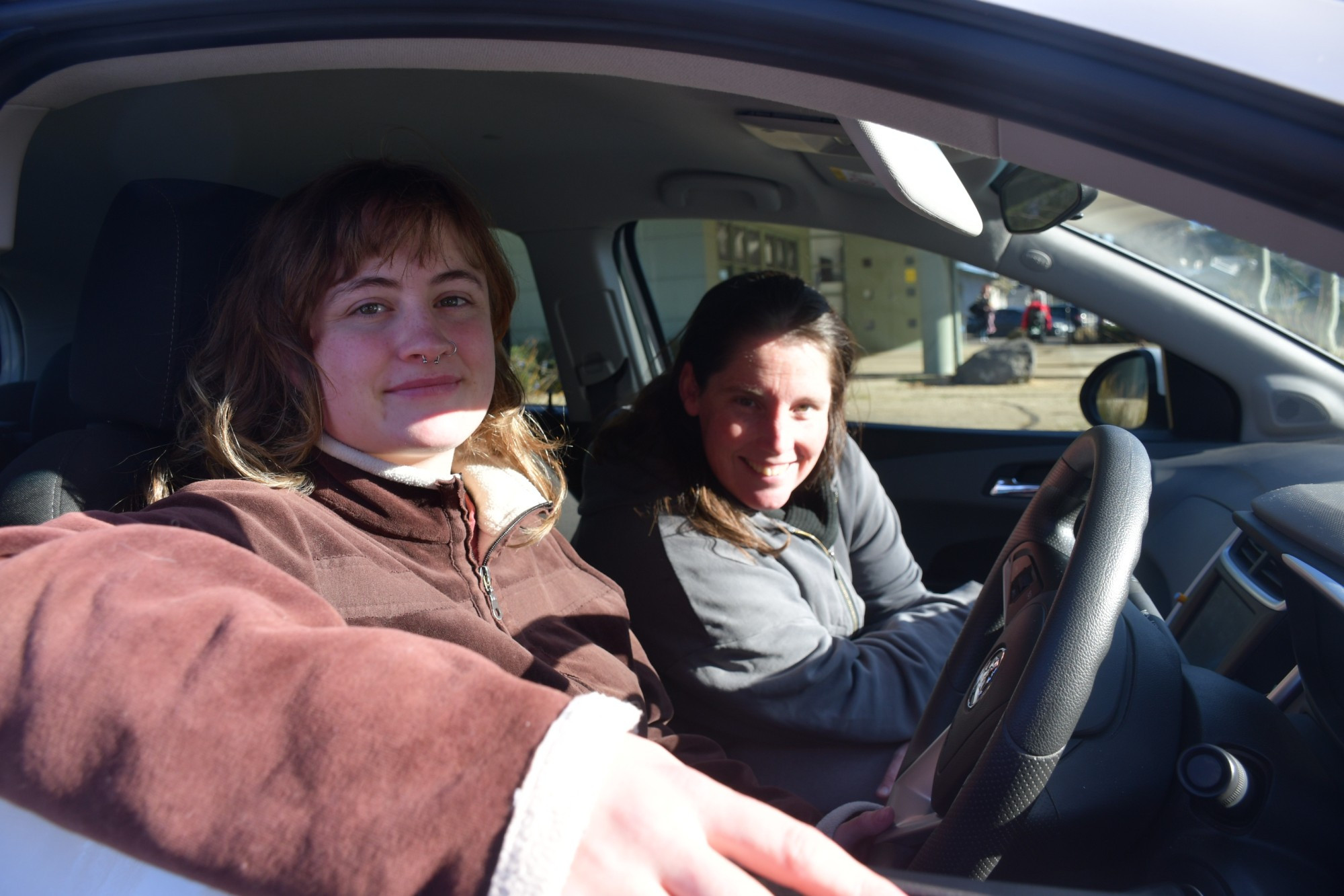 Learner driver Taylar Whittingslow with driving mentor Isla Douglas. Photo: 250723 10