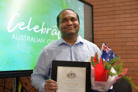 Becoming an Australian citizen was a big moment for Kushal Khamar. Photo: 010823 003