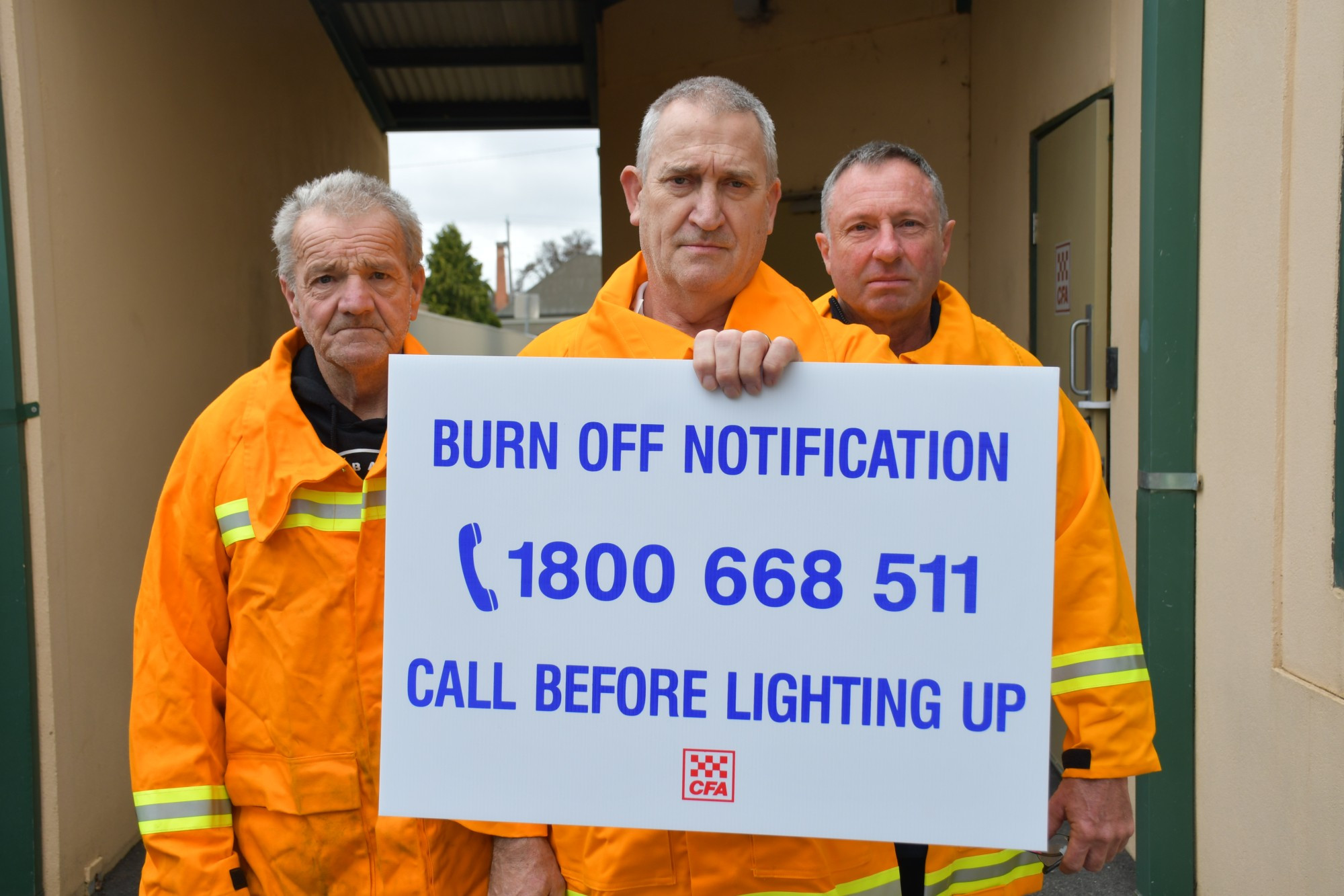 Dunolly Fire Brigade Captain Greg Humphrey, Group Officer Peter Higgins and Deputy Group Officer Robert Durbridge are encouraging residents to register their burn offs.