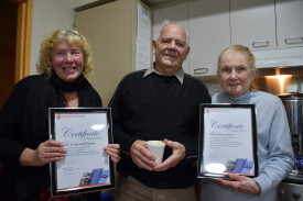 Rachelle Steed, Rick and Bev James received certificates of appreciation for their support of the ambulance auxiliary. 