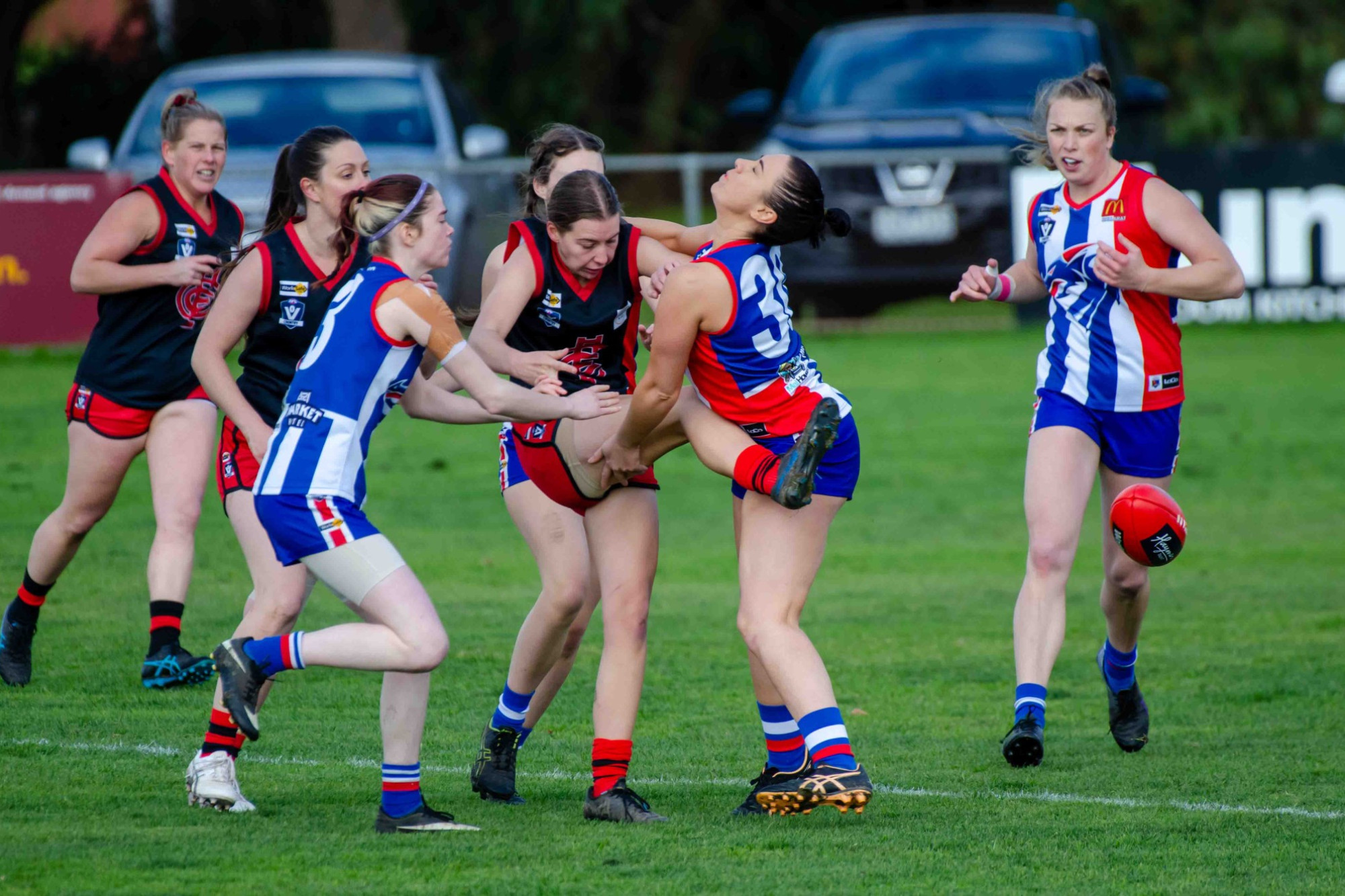 Olivia Butler, pictured here against East Point, was one of the Lady Redbacks’ best on Sunday. Photo: 270623 15