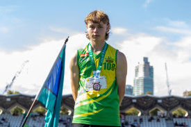 Kody Wright took bronze in the under 16 boys shot put.