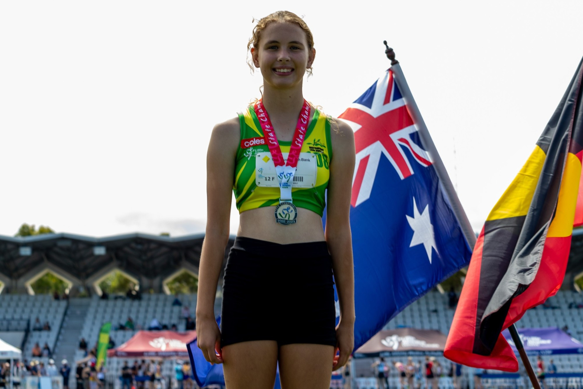 Mia Schodde took silver in the under 12 girls high jump. Photos: Little Athletics Victoria