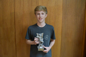 Colts Phelans’ Riley Govan won the under 16 bowling award. Photo: 240323 10