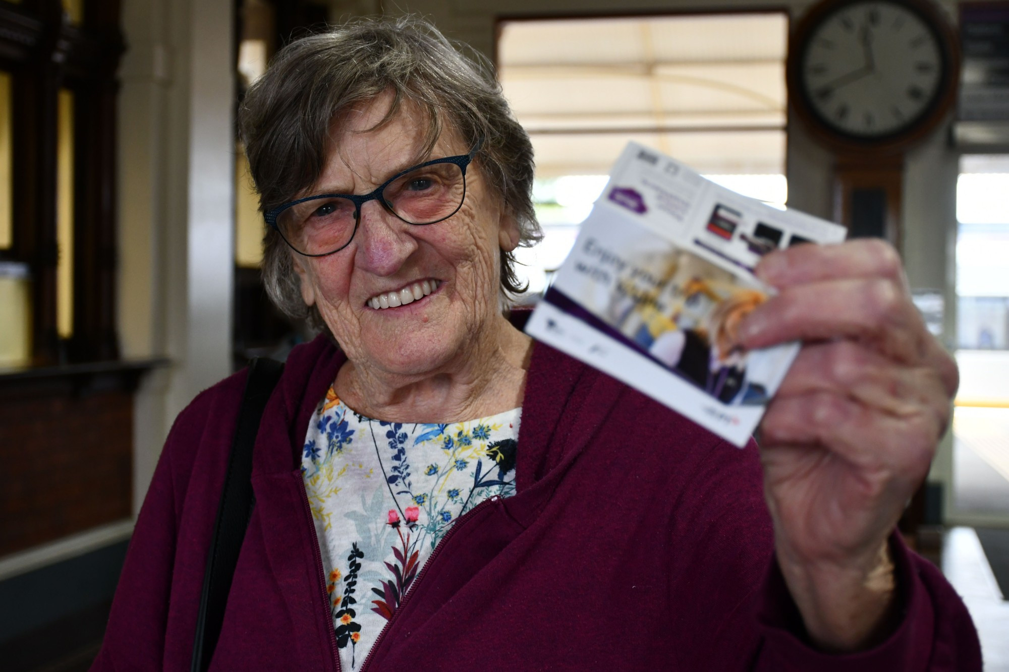 Maryborough resident Thelma Herbertson already has her reduced ticket ready to go, which will help her get to specialist medical appointments. Photo: 310323 13