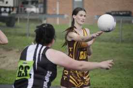 Amanda Swanson moves the ball into Talbot’s mid court. Photo: 090523 18
