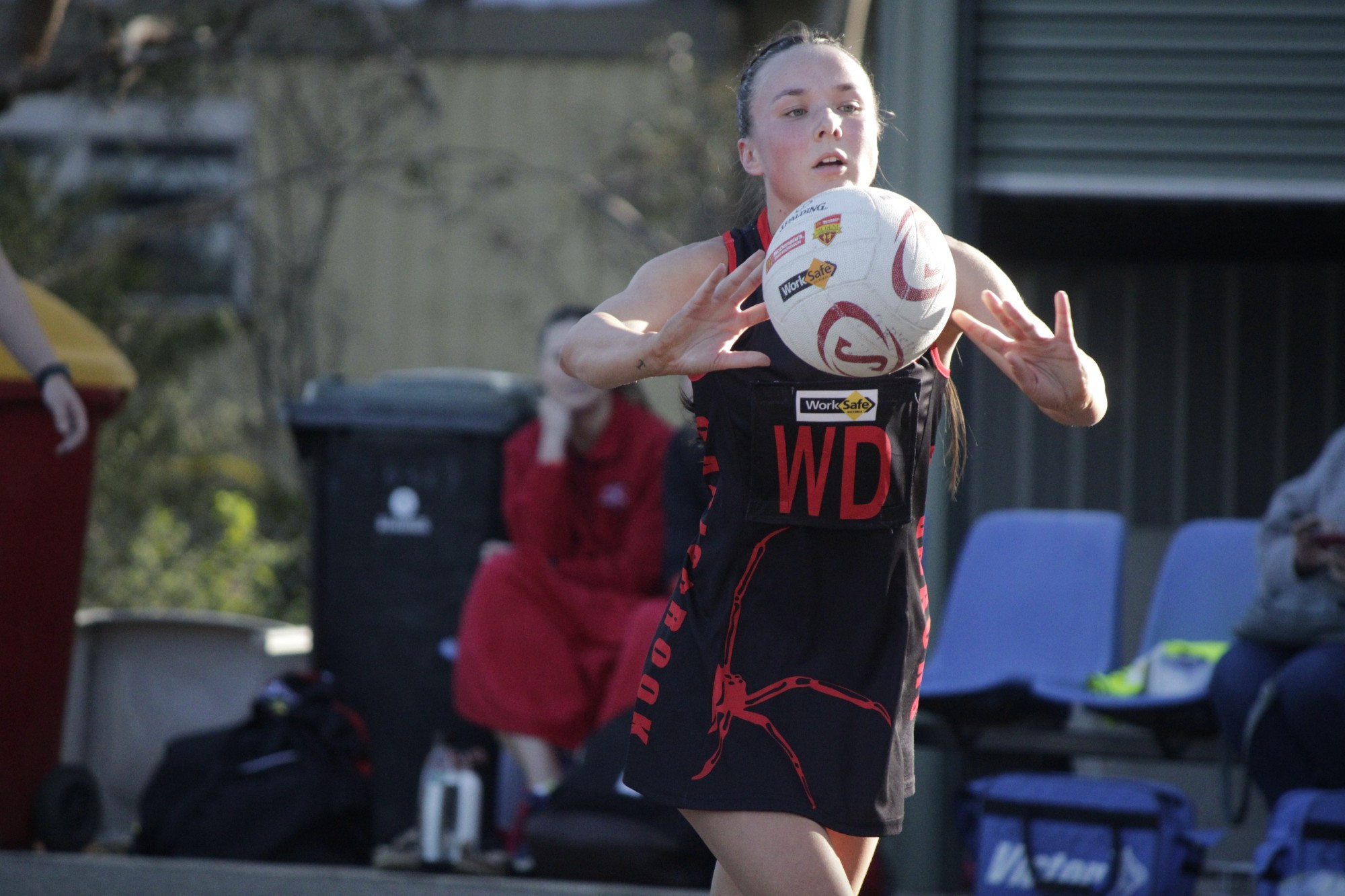 Carisbrook’s Jade Richardson gets the ball away. Photo: 160523 14