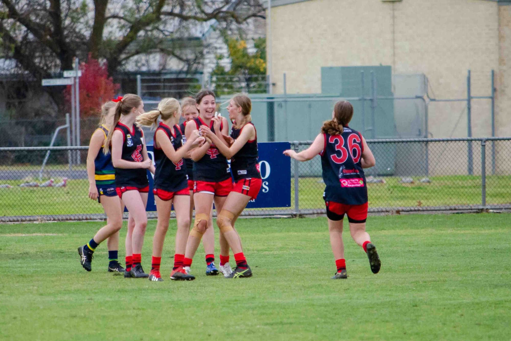 While it was a rough day for Carisbrook Lady Redbacks’ senior women’s team, the under 16s had a better day, celebrating a win over Lake Wendouree. Photo: 230523 09