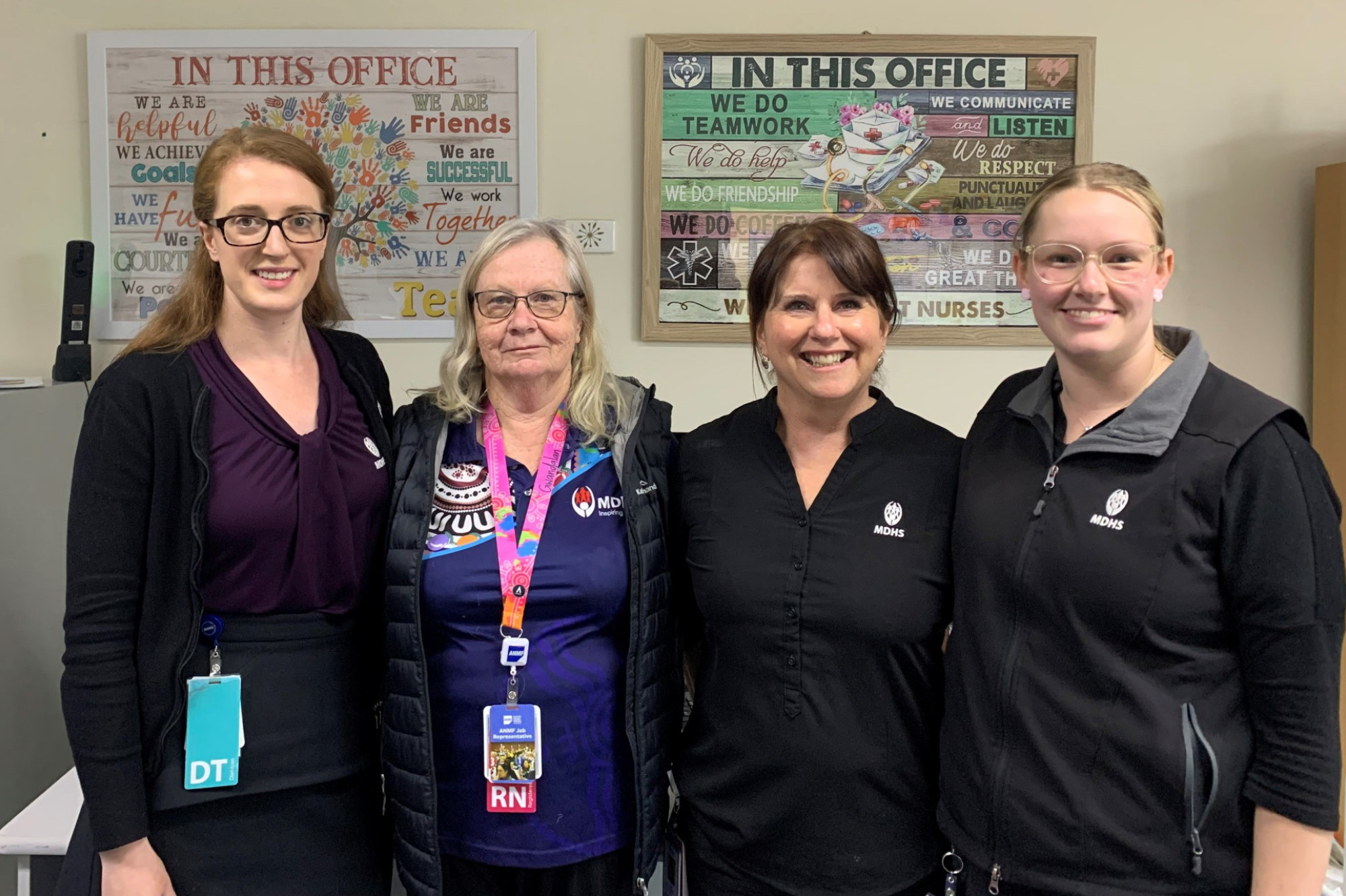 The Maryborough District Health Service’s palliative care team — dietician Emajun Patten, district and palliative care nurse Ann Maree Jones, clinical coordinator — district nursing Lisa Evans and occupational therapist Elizabeth Pierce.