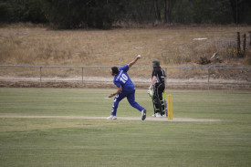 Nick Henderson has been a constant for Colts Phelans with the ball, and looked for another wicket against Clunes. Photo: 211223 27 