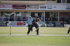Zach Graham defends for Laanecoorie Dunolly in the T20 grand final. Photo: 211223 29 