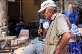 Local Neville Perry chats with the crowd. Photo: 101023 07