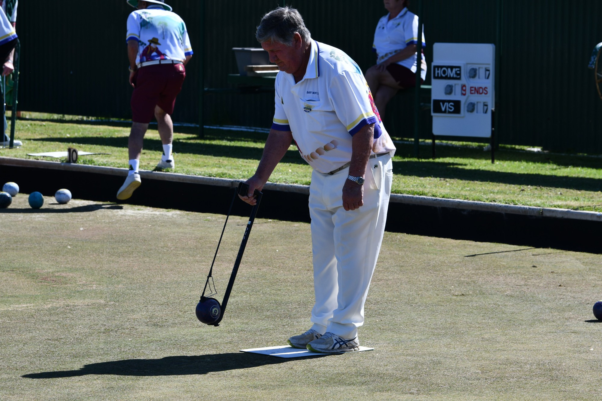 Midweek bowls made its return after round two was washed out, with Dunolly Blue maintaining its run on the winners list in a competitive outing against Highland Gold. Dunolly’s Barry Mortlock prepared to play his shot here in their win. Photo: 131023 18