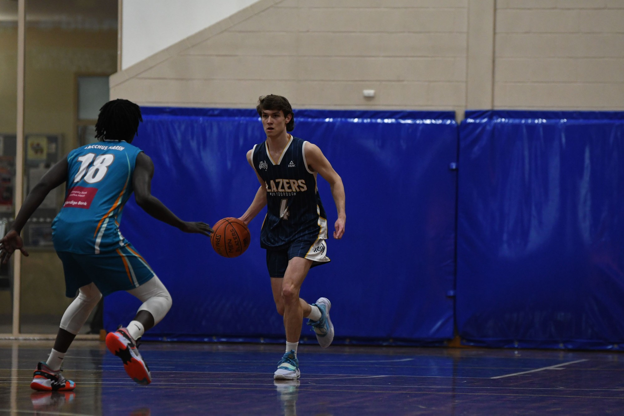 Maryborough Blazers’ young point guard Ky Swards enjoyed a breakout game on Saturday night against the Bacchus Marsh Lions, performing well despite eventually going down by 12 points. Swards, and the Blazers, were able to bounce back on Sunday by recording their first win of the 2023/24 season against Kyneton. Photo: 171023 18