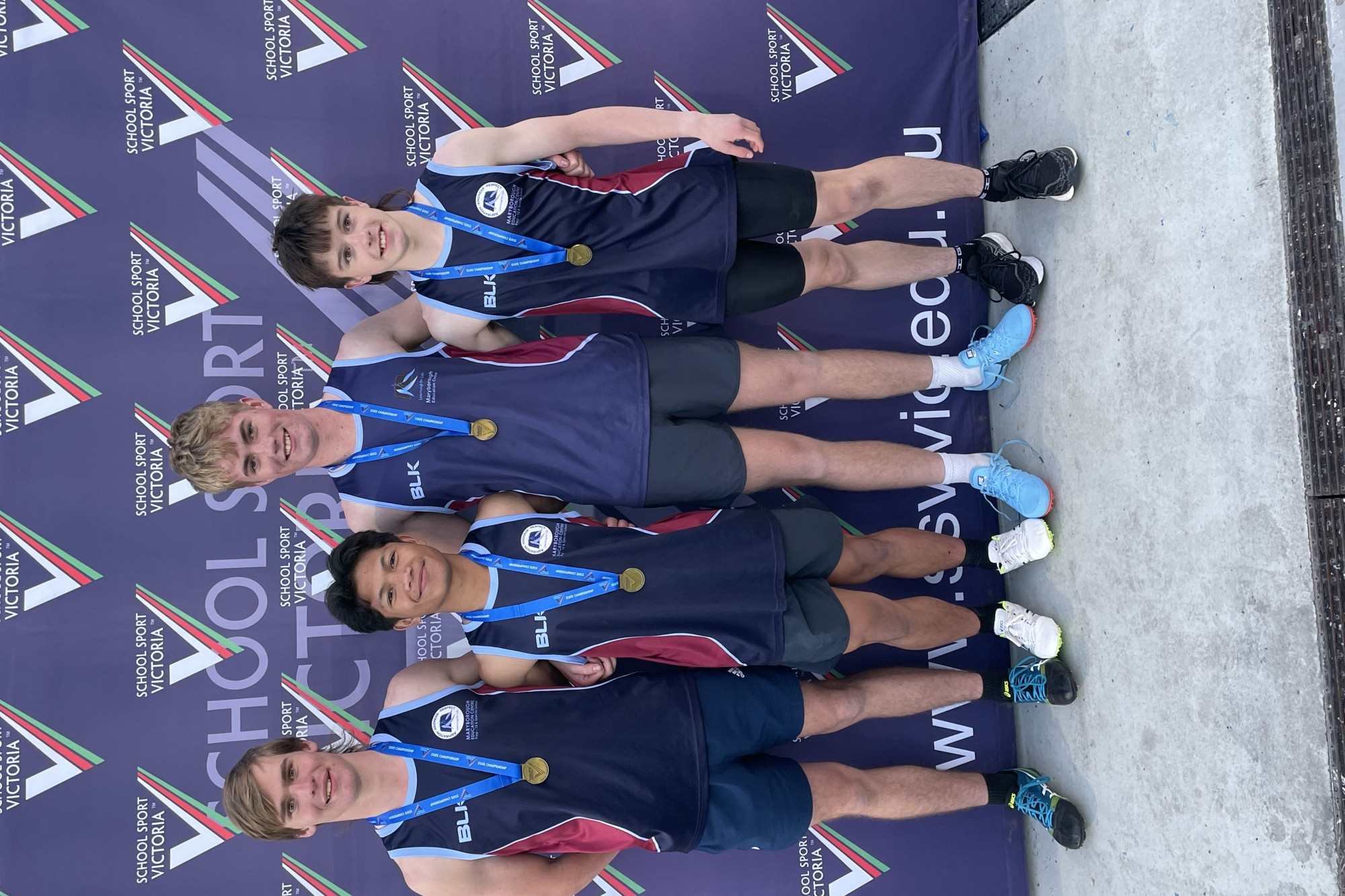 Will Soulsby, Brian Shafik-Eid, Logan Howell and Charlie Sullivan celebrate with their winning medals. Photo supplied